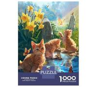 Rompecabezas De 1000 Piezas para Adolescentes Kittens and Butterflies Rompecabezas para Adultos Juegos Relajantes Mejora La Memoria Ayuda A Ejercitar El Cerebro 52x38cm/1000pcs