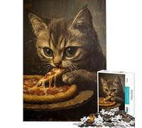 Rompecabezas de 1000 Piezas para Adolescentes Kitty's Pizza Feast un desafío de Inteligencia Cerebral Juguetes adictivos Juegos Familiares una Obra de Arte Ideas para Regalos (tamaño 38x26cm)