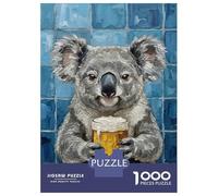Rompecabezas De 1000 Piezas para Adolescentes Koala with Beer Painting Rompecabezas para Adultos Juegos Relajantes Decoración Interacción Entre Padres E Hijos 70x50cm/1000pcs
