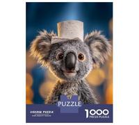 Rompecabezas De 1000 Piezas para Adolescentes Koala with Toilet Paper Hat Rompecabezas para Adultos Juego Práctico Regalos para Mujeres Regalos para Amigos Y Familiares 52x38cm/1000pcs