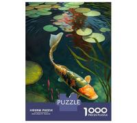 Rompecabezas De 1000 Piezas para Adolescentes Koi Fish Swimming in Pond Rompecabezas para Adultos Juguetes Antiestrés Ensamblaje De Patrones Desafiante De Completar 52x38cm/1000pcs