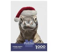 Rompecabezas De 1000 Piezas para Adolescentes Komodo Dragon Christmas Portrait Rompecabezas para Adolescentes Juguetes Antiestrés Regalos para Mujeres Regalos para Reducir El Estrés 52x38cm/1000pcs