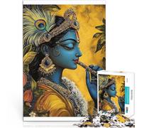 Rompecabezas de 1000 Piezas para Adolescentes Krishna con Flauta Desafío difícil para aliviar el estrés Regalo de cumpleaños 75x50cm