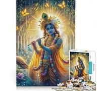 Rompecabezas de 1000 Piezas para Adolescentes Krishna Tocando la Flauta, Juegos relajantes, desafío difícil, colección de Artistas, Bellas Artes 50x75cm