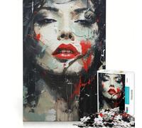 Rompecabezas de 1000 Piezas para Adolescentes La Bella Dama de Labios Rojos Juego Imposible interacción Entre Padres e Hijos Regalo de Juego desafiante 38x26cm