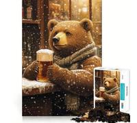 Rompecabezas de 1000 Piezas para Adolescentes La Cerveza de Invierno del Oso,Juego Jugar y desarrollar Las Habilidades cognitivas,Regalo Divertido para cumpleaños (38x52cm)