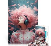 Rompecabezas de 1000 Piezas para Adolescentes La Felicidad del Ruido Rosa Desafiante Difícil con póster a Juego y Hoja de Trivia 52x38cm