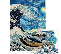 Rompecabezas de 1000 Piezas para Adolescentes La Gran Ola de la Noche Estrellada Rompecabezas para Adultos Juguete Decorativo para Pared Mejora la Memoria Regalo de cumpleaños y obsequio único