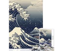 Rompecabezas de 1000 Piezas para Adolescentes La Gran Ola Japonesa Juego Educativo para Mejorar la Memoria y estimular el intelecto (38x26cm)