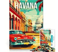 Rompecabezas de 1000 Piezas para Adolescentes La Habana,Cuba Diseño de Corte Suave Juguete para ejercitar la Mente Tiempo de Juego Relajante Actividad de cumpleaños (38x26cm)