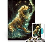 Rompecabezas de 1000 Piezas para Adolescentes La Magia del Perro Golden Retriever Difícil y desafío Regalos de cumpleaños 75x50cm