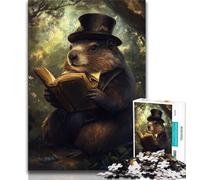 Rompecabezas de 1000 Piezas para Adolescentes: La marmota Leyendo un Libro, Juego de Preguntas Ideal para Regalar a Toda la Familia (tamaño 75x50cm)