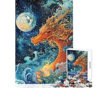 Rompecabezas de 1000 Piezas para Adolescentes La Mirada de los Dragones celestiales Juego práctico para Toda la Familia Juguetes de Bricolaje Cada Pieza es única (50x75cm)