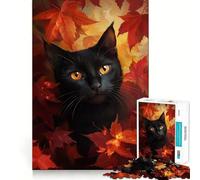 Rompecabezas de 1000 Piezas para Adolescentes La Mirada del Gato en otoño - Diversión con articulaciones Suaves,Entrenamiento Mental,Juego Casual,decoración navideña (38x52cm)
