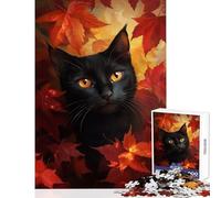 Rompecabezas de 1000 Piezas para Adolescentes La Mirada del Gato en otoño - Juego práctico y desafiante - Juguete Educativo Cada Pieza es única (50x75cm)