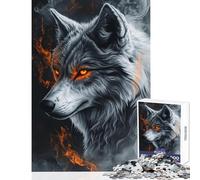 Rompecabezas de 1000 Piezas para Adolescentes La Mirada del Lobo ardiente - Juegos Familiares Carrera de Velocidad Manual Juguetes antiestrés Cada Pieza es única (38x26cm)