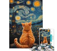 Rompecabezas de 1000 Piezas para Adolescentes La Mirada Estrellada del Gato Juego práctico y adictivo para Cultivar la Paciencia Regalos de cumpleaños Una Obra de Arte (tamaño 38x26cm)