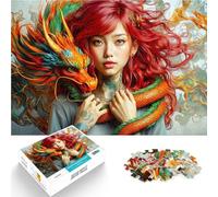 Rompecabezas de 1000 Piezas para Adolescentes La musa de los Dragones Desafiante Difícil con Piezas de Formas aleatorias Que se entrelazan Completamente 52x38cm