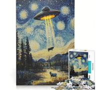 Rompecabezas de 1000 Piezas para Adolescentes: La Noche del rapto OVNI de Van Gogh, decoración de Pared de Juguete, decoración cumpleaños 38x26cm