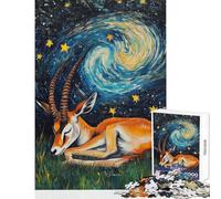 Rompecabezas de 1000 Piezas para Adolescentes La Noche Estrellada gacela Rompecabezas para Adultos Juego de ingenio Corte de precisión Regalo para Reducir el estrés (tamaño 50x75cm)