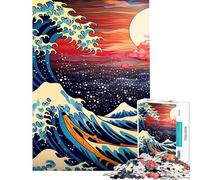 Rompecabezas de 1000 Piezas para Adolescentes La Noche Estrellada y la Gran Ola Rompecabezas Divertidos para Adolescentes Juegos de análisis y lógica cumpleaños y Navidad (38x52cm)