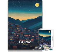 Rompecabezas de 1000 Piezas para Adolescentes La Paz, Bolivia, ilustración de Paisaje Nocturno, Hermoso diseño, Juego difícil, desafío, Juguetes antiestrés, tamaño 50x75cm