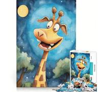 Rompecabezas de 1000 Piezas para Adolescentes: La Sonrisa de una Jirafa a la luz de la Luna, Juegos educativos, Carrera de Velocidad Manual, colección de Artistas, Bellas Artes 38x52cm