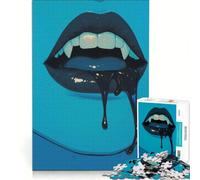 Rompecabezas de 1000 Piezas para Adolescentes Labios de Vampiro con Sangre goteando decoración de Pared de Juguete Mejora la Memoria cumpleaños y Navidad 38x26cm