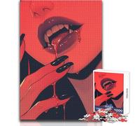 Rompecabezas de 1000 Piezas para Adolescentes: Labios de Vampiro, un desafío único, Pero una Obra de Arte Divertida y Divertida, Regalo, tamaño 50x75cm