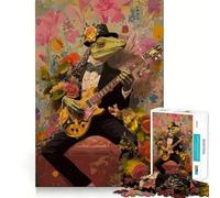 Rompecabezas de 1000 Piezas para Adolescentes Lagarto con Esmoquin Guitarrista Ajuste Juego Mental Desarrollo de Habilidades diversión Tiempo Libre Navidad decoración del hogar (38x26cm)