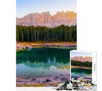 Rompecabezas de 1000 Piezas para Adolescentes Lago Carezza Italia Latemar Juego práctico de desafío difícil Juguete Educativo Que fomenta el Amor Entre Parejas (38x26cm)
