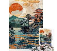 Rompecabezas de 1000 Piezas para Adolescentes Lago Dorado con Templo Juegos relajantes para Toda la Familia Juguetes de Bricolaje Entrena tu Cerebro y Tus Manos (38x52cm)