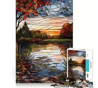Rompecabezas de 1000 Piezas para Adolescentes Lago Tranquilo al Atardecer, Juego de Ajuste preciso, concentración, diversión, Ocio, Tiempo Libre, decoración navideña para Pared (50x75cm)