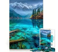 Rompecabezas de 1000 Piezas para Adolescentes Lago Turquesa con montañas Nevadas Diseño Ingenioso para desarrollar la Agilidad Mental Ideal para el Tiempo Libre y para Decorar el hogar en Navidad