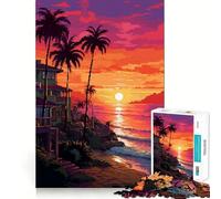 Rompecabezas de 1000 Piezas para Adolescentes Laguna Sunset Pixel Art Juego de lógica Divertido y entretenido para Jugar en Silencio Regalo de decoración navideña (38x26cm)