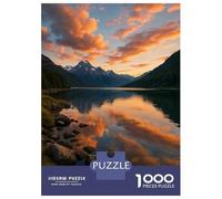 Rompecabezas De 1000 Piezas para Adolescentes Lake and Mountain Sunset Reflection Rompecabezas para Adultos Juegos Familiares Corte De Precisión Regalos Y Cumpleaños Únicos 38x26cm/1000pcs