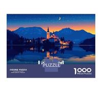 Rompecabezas De 1000 Piezas para Adolescentes Lake Bled Slovenia at Night Rompecabezas para Adultos Juego Práctico Ensamblaje De Patrones Regalo De Cumpleaños, Regalos, 38x26cm/1000pcs