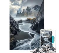 Rompecabezas de 1000 Piezas para Adolescentes Las místicas Costas de Stokksnes Diversión en casa Regalos para Mujeres Juegos relajantes Apto para Mayores de 14 años 38x26cm