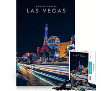 Rompecabezas de 1000 Piezas para Adolescentes,Las Vegas,Estados Unidos,Corte Suave,Juguete para ejercitar el Cerebro,Tiempo de Juego Relajante,Actividad de cumpleaños (38x26cm)