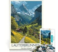 Rompecabezas de 1000 Piezas para Adolescentes, Lauterbrunnen Valley Magic, Juguetes antiestrés, para la diversión Familiar, Regalos para Amigos y Familiares 38x52cm