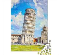 Rompecabezas De 1000 Piezas para Adolescentes Leaning Tower of Pisa Painting-3 Rompecabezas para Adultos Juego Familiar Desafío Difícil Interacción Entre Padres E Hijos 52x38cm/1000pcs