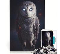 Rompecabezas de 1000 Piezas para Adolescentes: Lechuza común con Ojos Brillantes en el Espacio, Juego Imposible, interacción Entre Padres e Hijos, Regalo de Juego desafiante 38x52cm