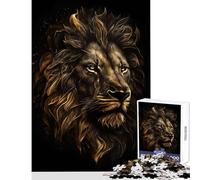 Rompecabezas de 1000 Piezas para Adolescentes león Dorado y Negro Juguetes antiestrés Regalos de Amigo Secreto Juegos de relajación Mejora el Amor en Pareja tamaño 38x26cm