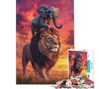 Rompecabezas de 1000 Piezas para Adolescentes León Elefante Puesta de Sol Actividades Divertidas en casa Decoración Juego de ingenio Apto para Mayores de 14 años 38x26cm