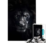 Rompecabezas de 1000 Piezas para Adolescentes León Negro Rey Furioso Juegos Familiares Juguetes Juegos Educativos Regalos de Amigo Invisible Ideal para Parejas (Tamaño 38x26cm)