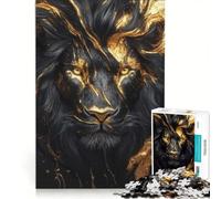 Rompecabezas de 1000 Piezas para Adolescentes, león Negro y Dorado, Juegos Divertidos, Actividades para divertirse en casa, Juego con un diseño Precioso 50x75cm