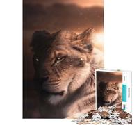 Rompecabezas de 1000 Piezas para Adolescentes León y Leona al Atardecer Actividades Divertidas en casa Corte de precisión Juegos relajantes para Mayores de 14 años Juego de Rompecabezas Incluido