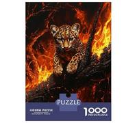 Rompecabezas De 1000 Piezas para Adolescentes Leopard Cub in Flames Rompecabezas para Adultos Juguete Decoración De Pared Decoración Cumpleaños, Navidad 38x26cm/1000pcs