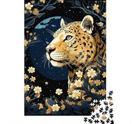 Rompecabezas De 1000 Piezas para Adolescentes Leopard Moonlit Garden Art Print Rompecabezas para Adultos Juegos Divertidos Decoración Ayuda A Ejercitar El Cerebro 52x38cm/1000pcs