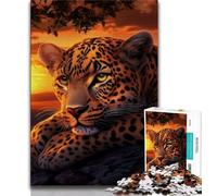 Rompecabezas de 1000 Piezas para Adolescentes: Leopardo al Atardecer, Juegos educativos clásicos, con póster a Juego y Hoja de Trivia para niños a Partir de 14 años, 38x26cm